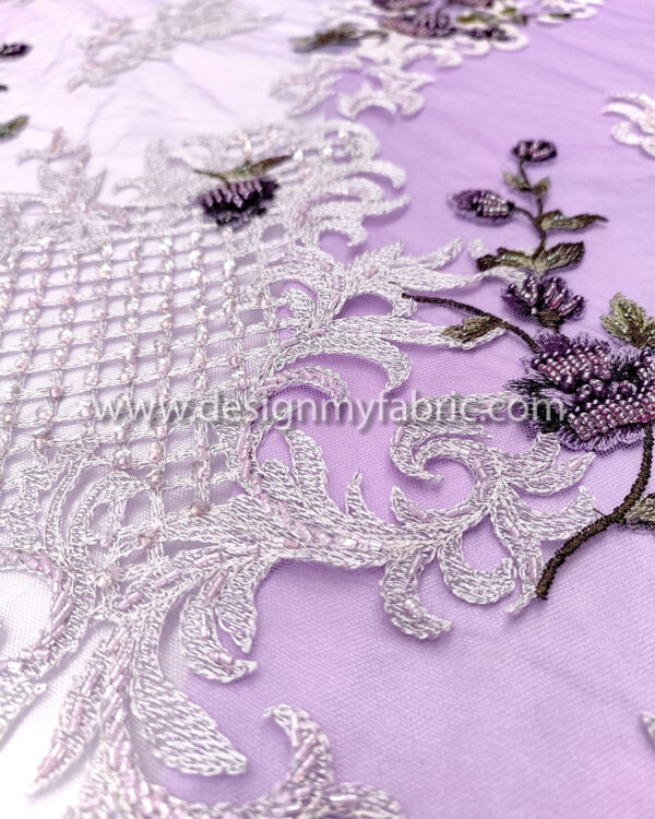 Purple pearls lace fabric #20445 - Image 6