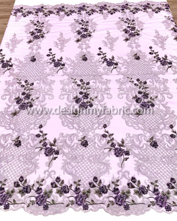 Purple pearls lace fabric #20445 - Image 7