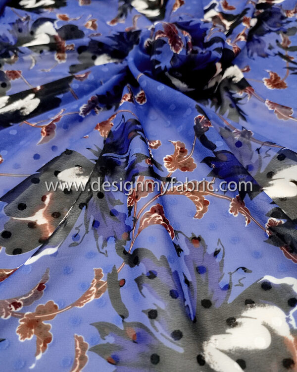 Purple floral chiffon fabric #99574 - Image 6