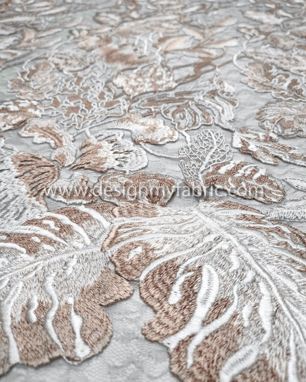 Dusty pink and white floral lace fabric #80060 - Image 2