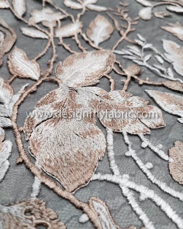 Dusty pink and white floral lace fabric #80060 - Image 7