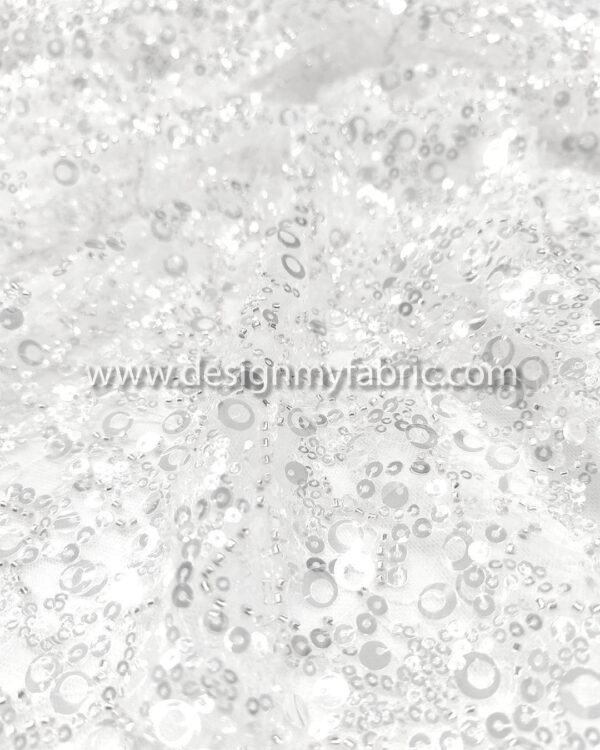 Off white bridal lace with beads #50812 - Image 7