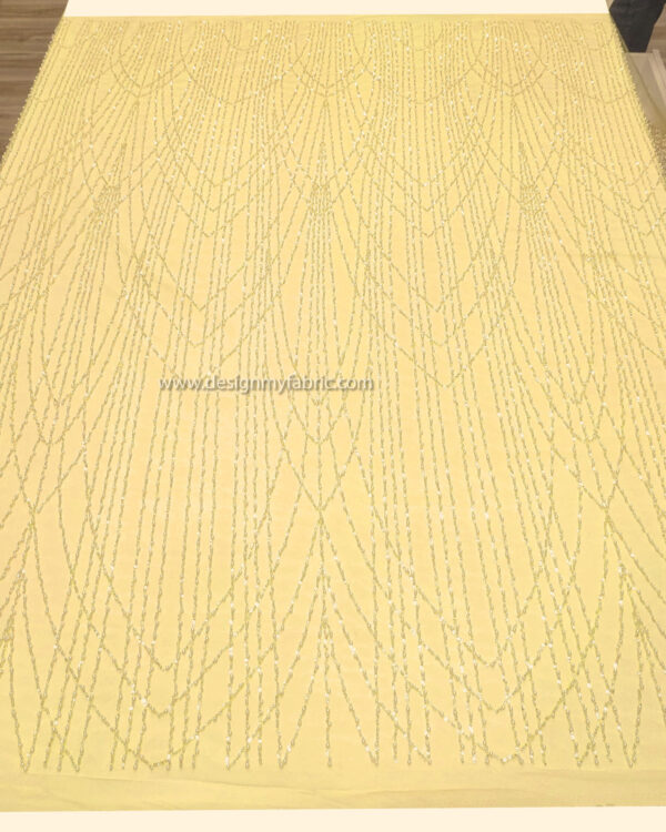 Yellow pearls lace fabric #50685 - Image 9