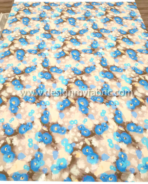 Blue floral poplin fabric #50877 - Image 3