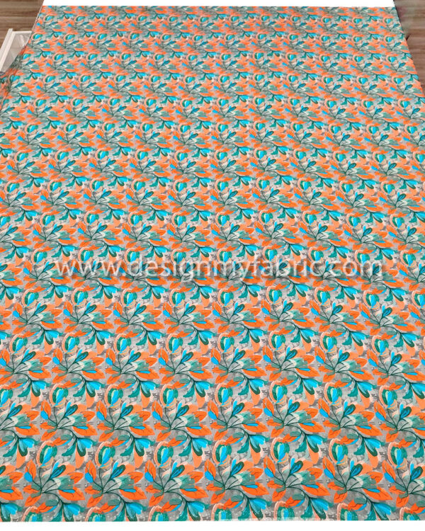 Orange leaves poplin fabric #50868 - Image 3