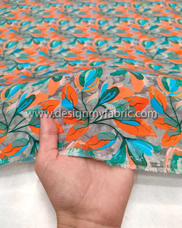 Orange leaves poplin fabric #50868 - Image 2