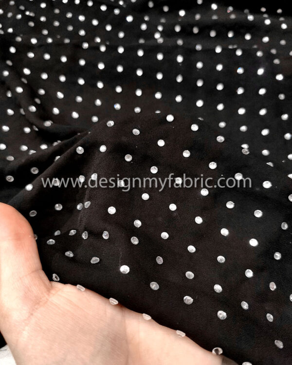 Black rhinestones chiffon fabric #50724 - Image 3