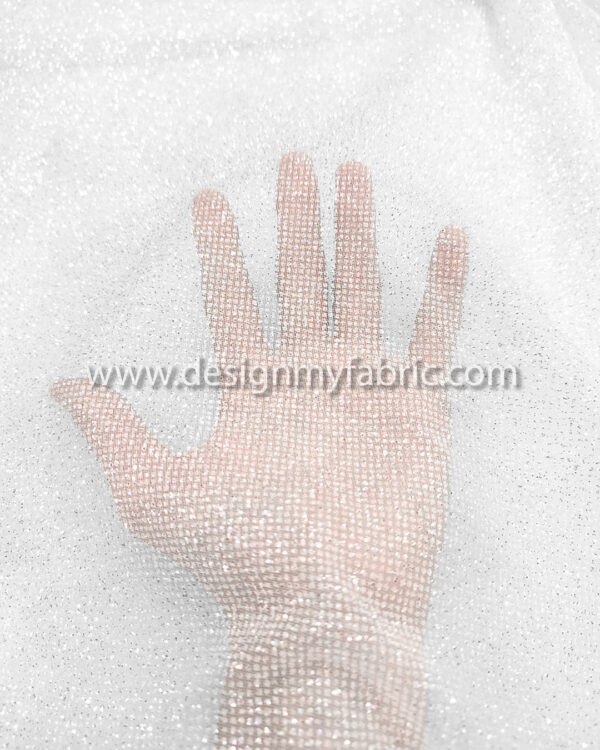 White glitter bridal lace fabric #50534 - Image 3