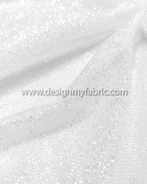 White glitter bridal lace fabric #50534 - Image 6