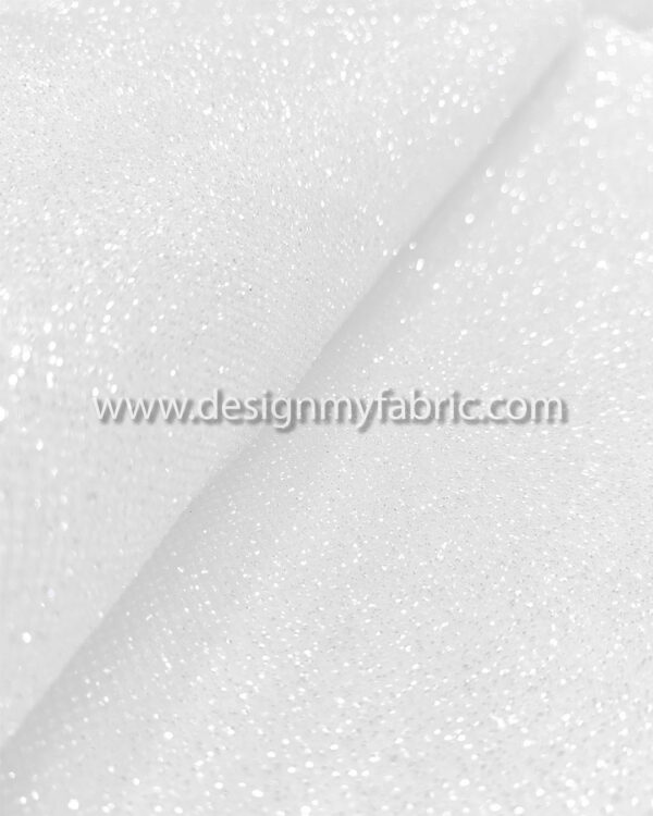 White glitter bridal lace fabric #50534 - Image 11