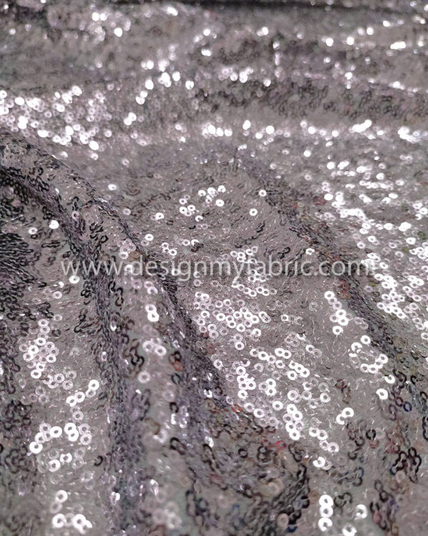 Grey and light purple sequined lace fabric #20211 - Image 5