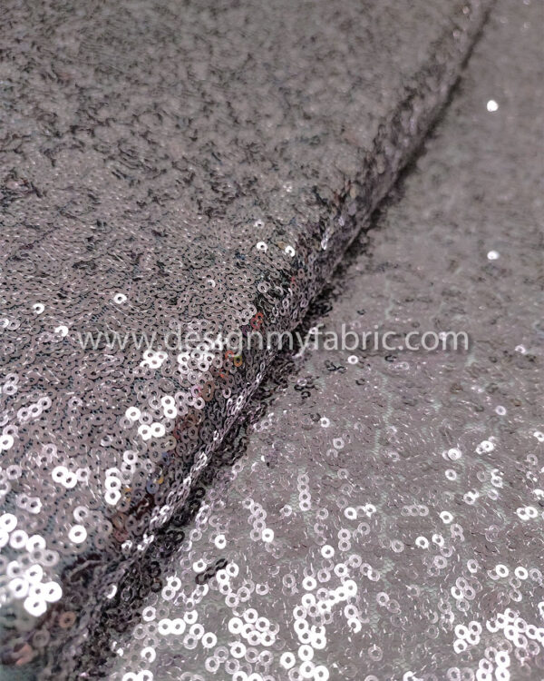 Grey and light purple sequined lace fabric #20211 - Image 6