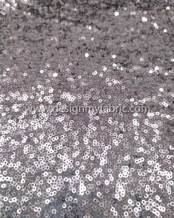 Grey and light purple sequined lace fabric #20211 - Image 2