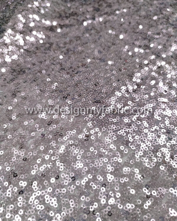 Grey and light purple sequined lace fabric #20211 - Image 7