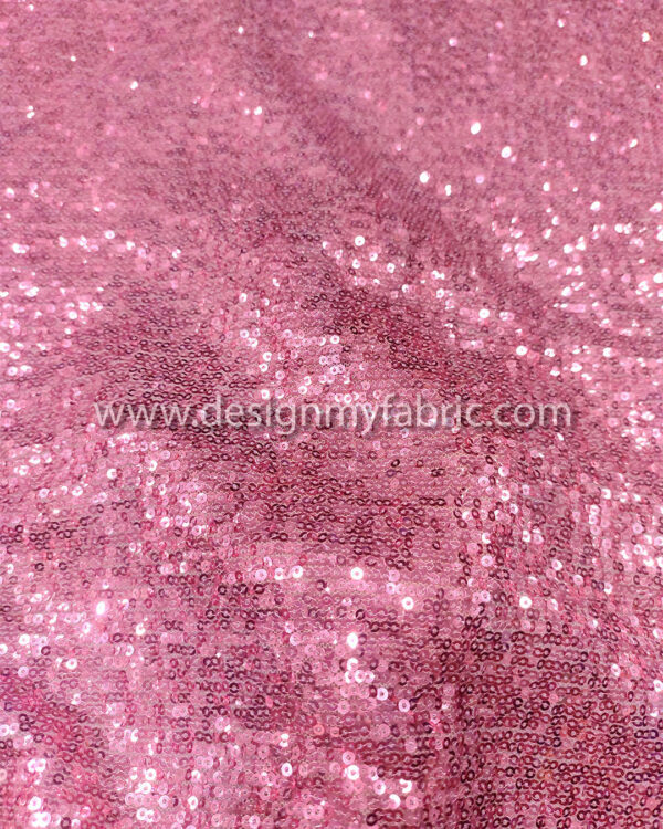 Pink sequined lace fabric #81680 - Image 3