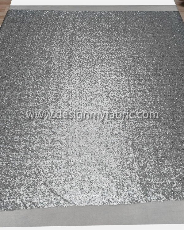 Grey matte sequined lace fabric #30001 - Image 5