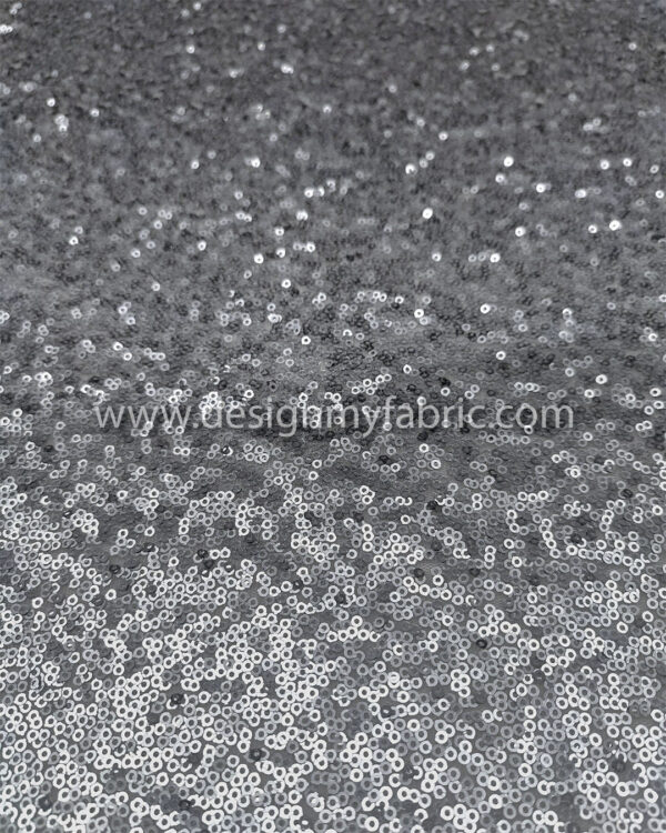 Grey matte sequined lace fabric #30001 - Image 2