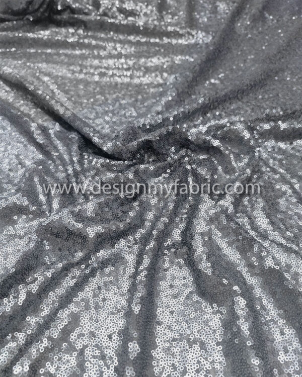 Grey matte sequined lace fabric #30001 - Image 3