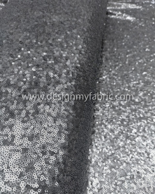 Grey matte sequined lace fabric #30001