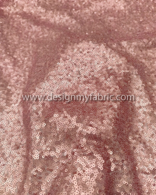 Dusty pink sequined lace fabric #82038 - Image 3