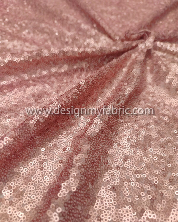 Dusty pink sequined lace fabric #82038 - Image 4