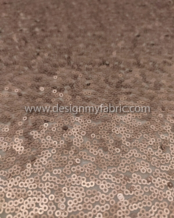 Brown matte sequined lace fabric #82052 - Image 2