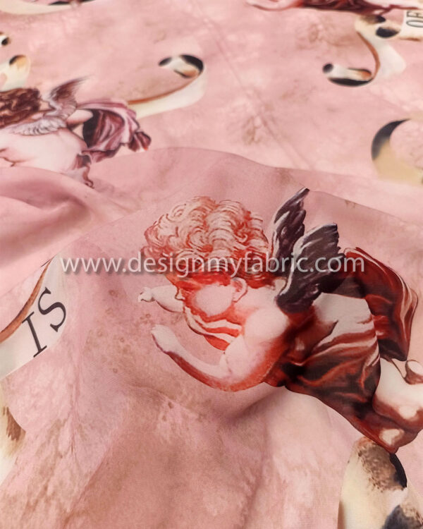 Dusty pink and brown angel chiffon fabric #99077 - Image 4