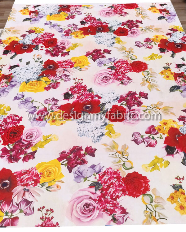 Red and yellow roses chiffon fabric #99062 - Image 6