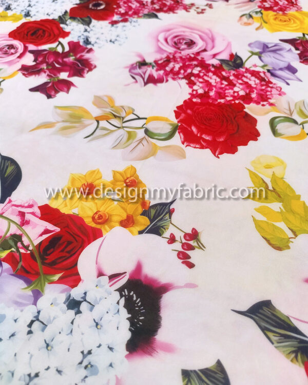 Red and yellow roses chiffon fabric #99062 - Image 2