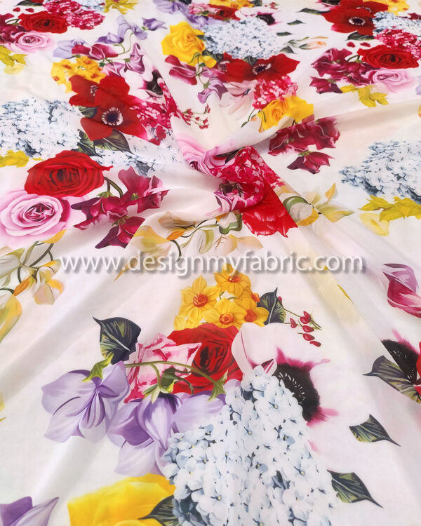 Red and yellow roses chiffon fabric #99062 - Image 4