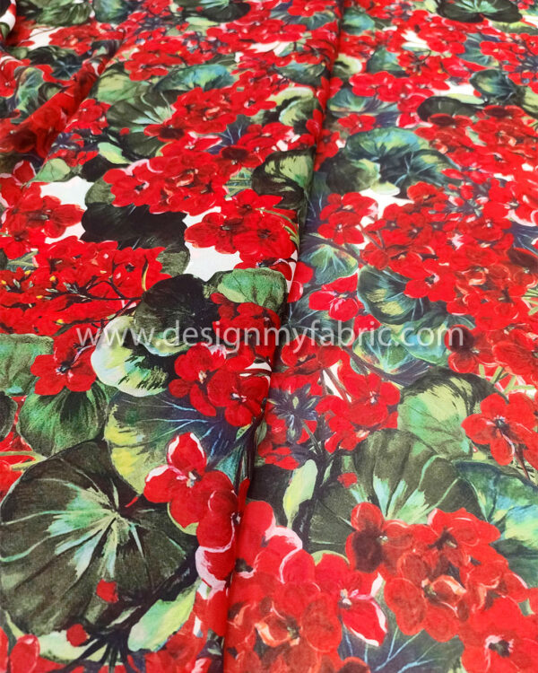 Red flowers chiffon fabric #50032