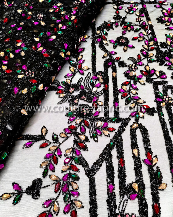 Colorful color embroidery couture lace