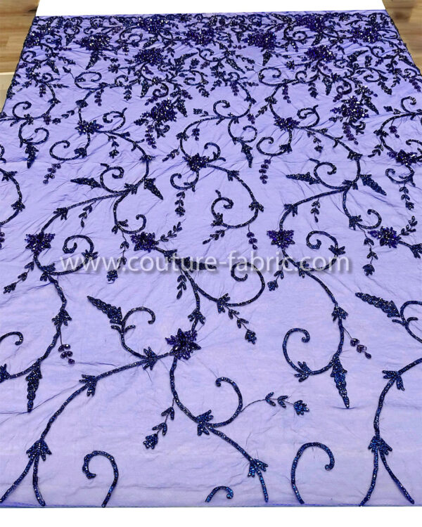 Blue color embroidery couture lace - Image 8