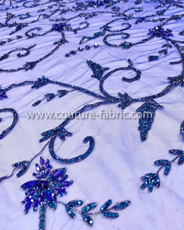 Blue color embroidery couture lace - Image 2