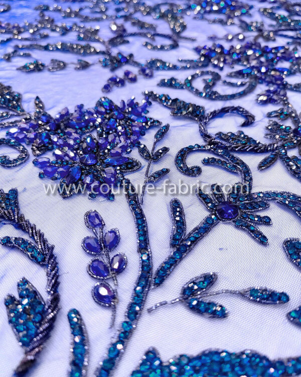 Blue color embroidery couture lace - Image 6