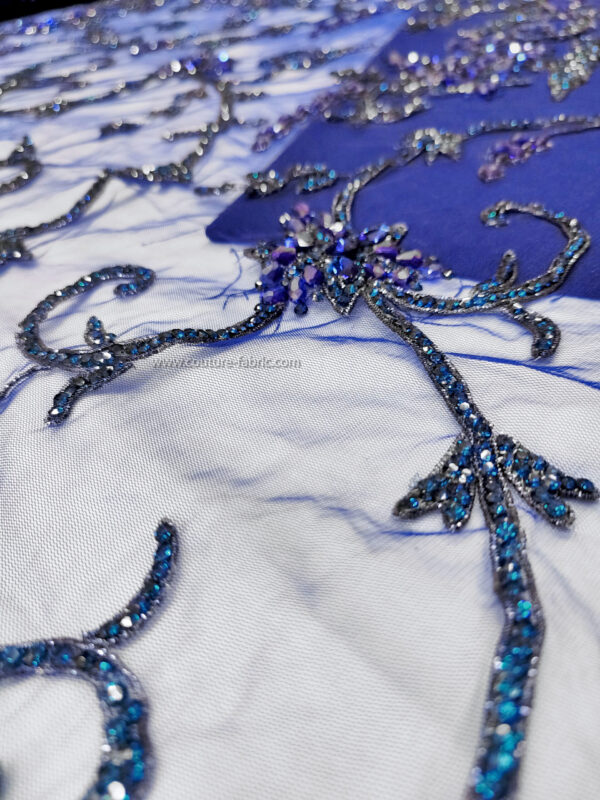 Blue color embroidery couture lace - Image 9