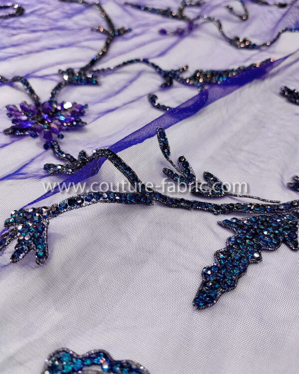 Blue color embroidery couture lace - Image 10