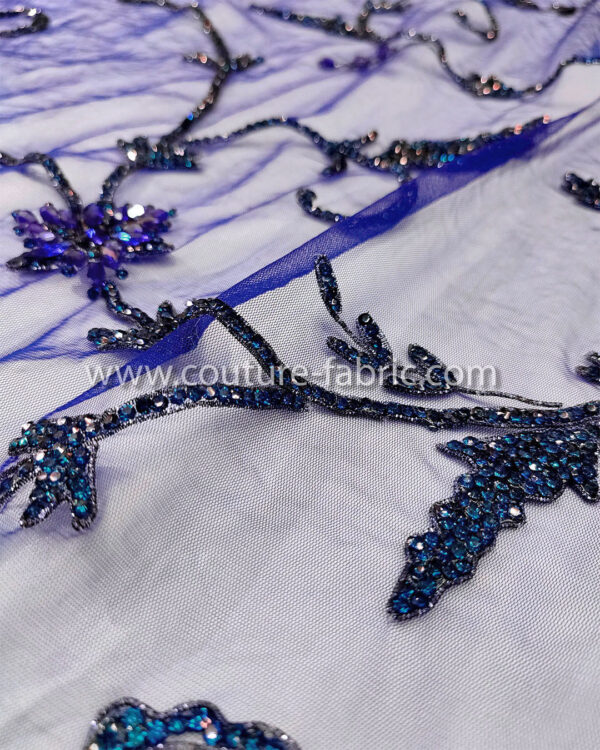 Blue color embroidery couture lace - Image 7