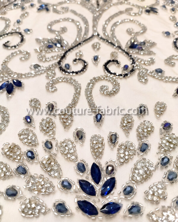 Dark Blue color embroidery couture lace - Image 13