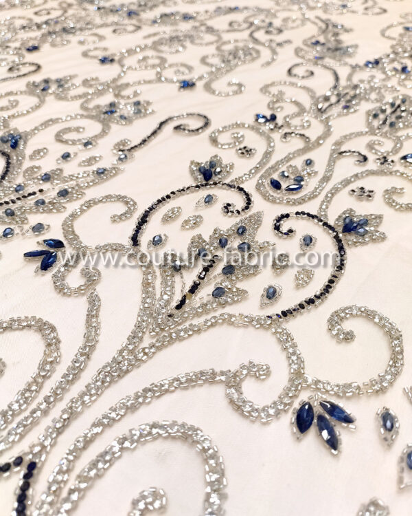 Dark Blue color embroidery couture lace - Image 4