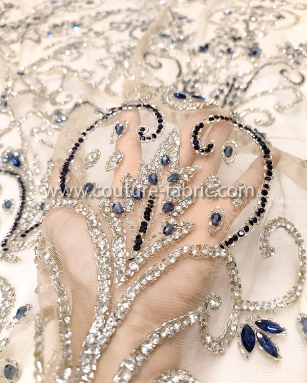 Dark Blue color embroidery couture lace - Image 3