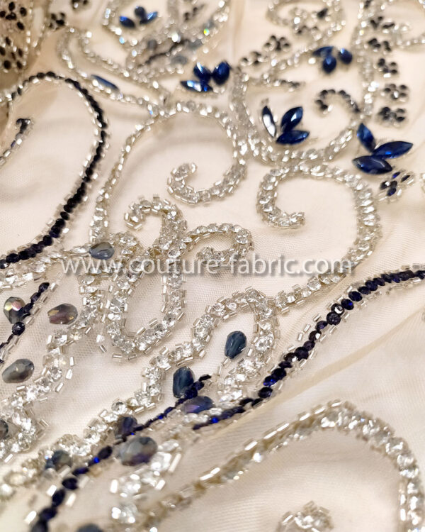 Dark Blue color embroidery couture lace - Image 5