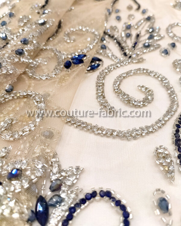 Dark Blue color embroidery couture lace - Image 10