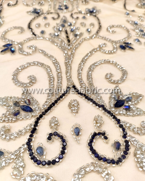 Dark Blue color embroidery couture lace - Image 7