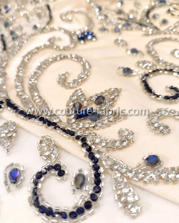 Dark Blue color embroidery couture lace - Image 8