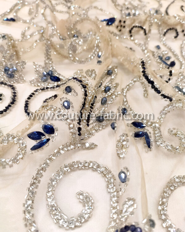 Dark Blue color embroidery couture lace - Image 9