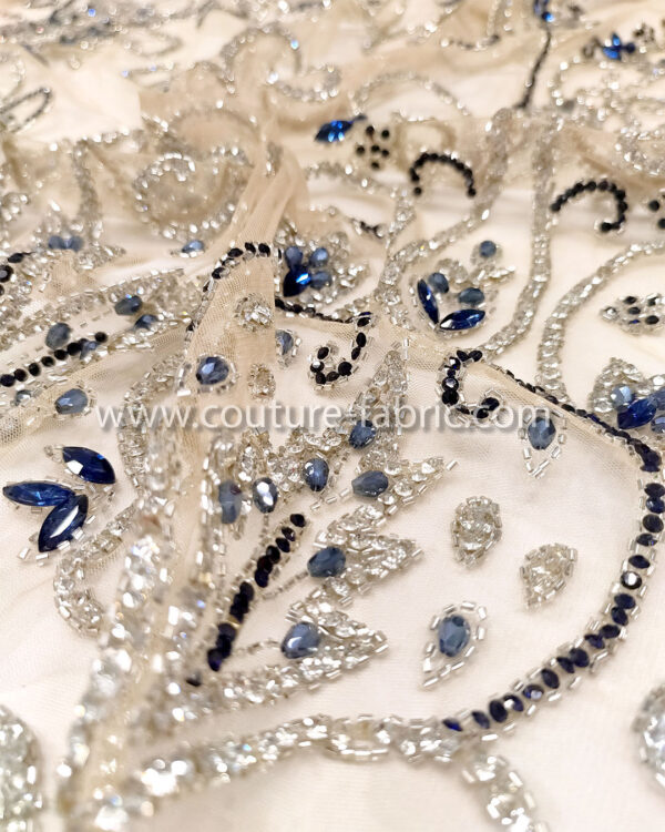 Dark Blue color embroidery couture lace - Image 11