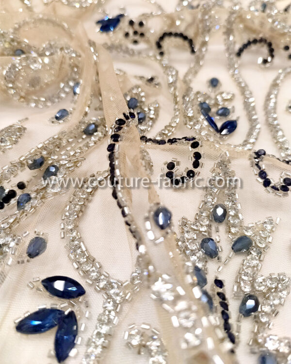 Dark Blue color embroidery couture lace - Image 12