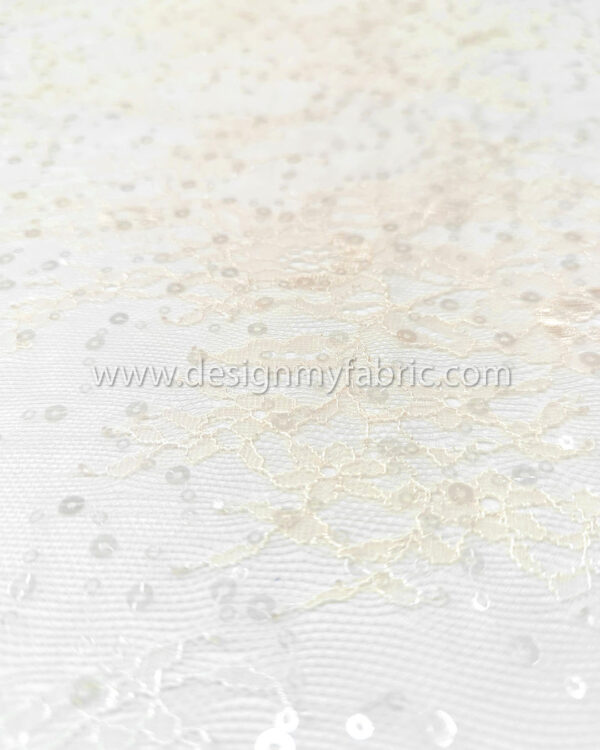 Pastel apricot french lace with sequined fabric #50344 - Image 2