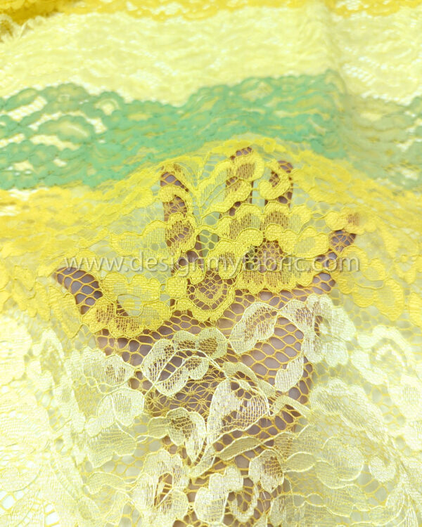 Yellow french lace fabric #80654 - Image 3